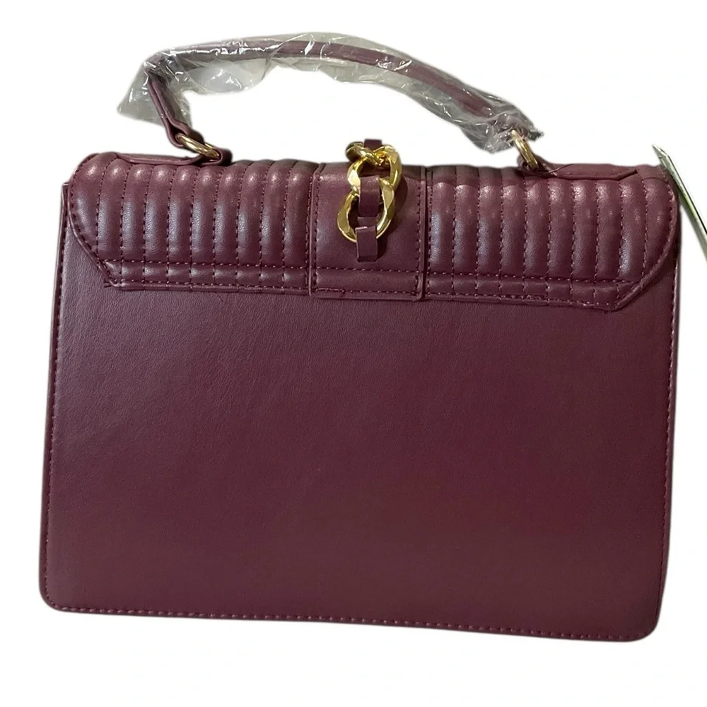Badgley Mischka Plum Quilted Crossbody with Letter Lock